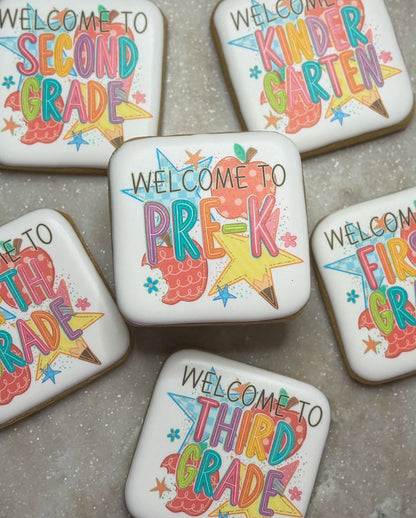 Back To School - Printed Grade Level Cookies