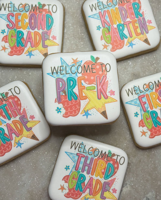 Back To School - Printed Grade Level Cookies